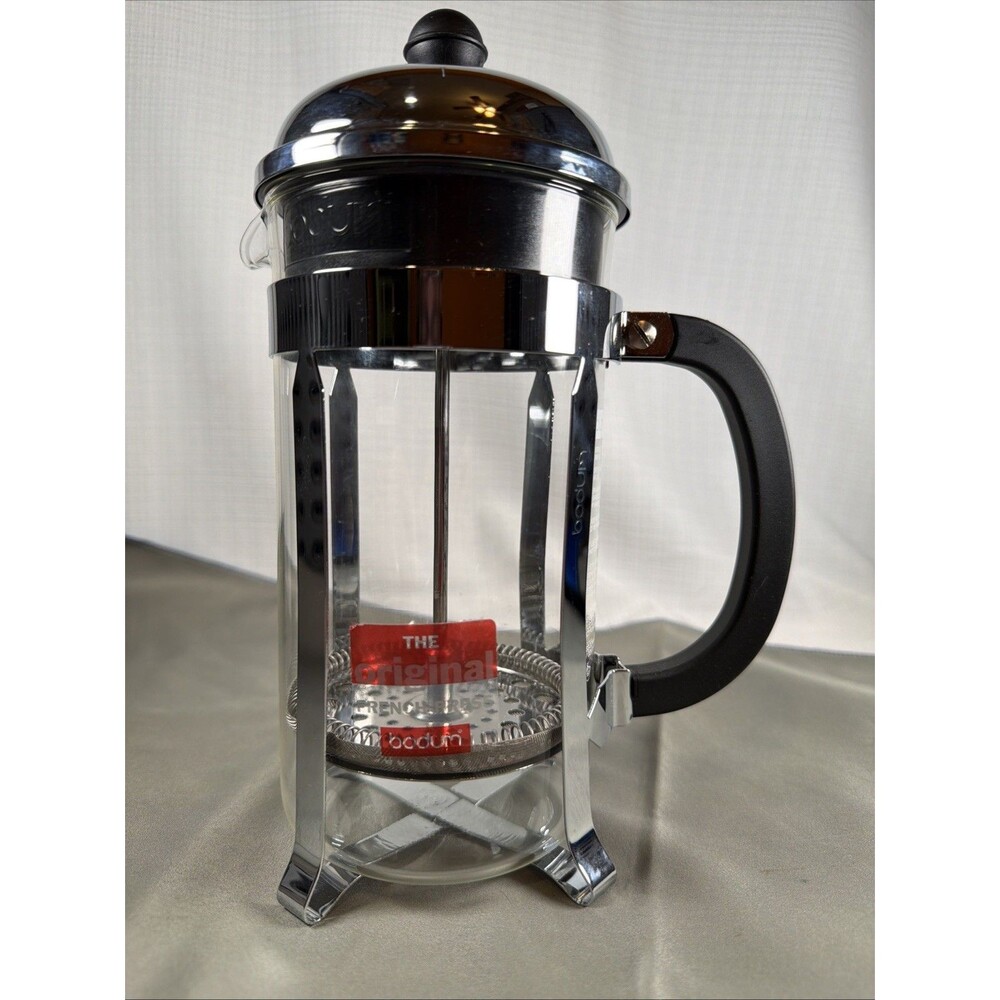 Vintage Bodum Chambord French Press Coffee Maker Chrome Glass 8 Cup 34 oz